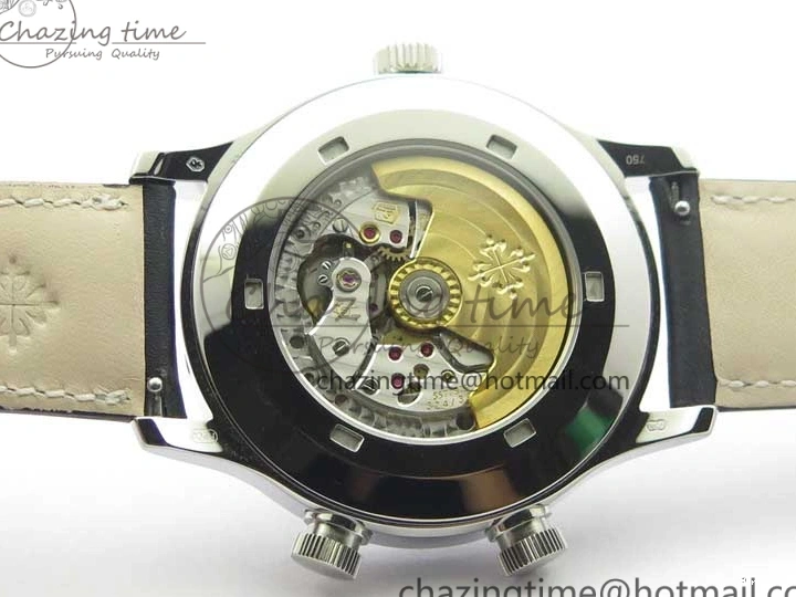 MIROTIME 0120 Practical Calatrava 5524 Pilot Travel Time SS GRF Blue Dial on Black Leather Strap A324 V 7107